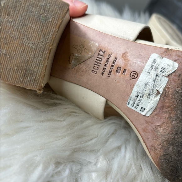 Schutz Nordstrom leather beige camel square toe heels Y2k inspired 8B - Picture 4 of 7